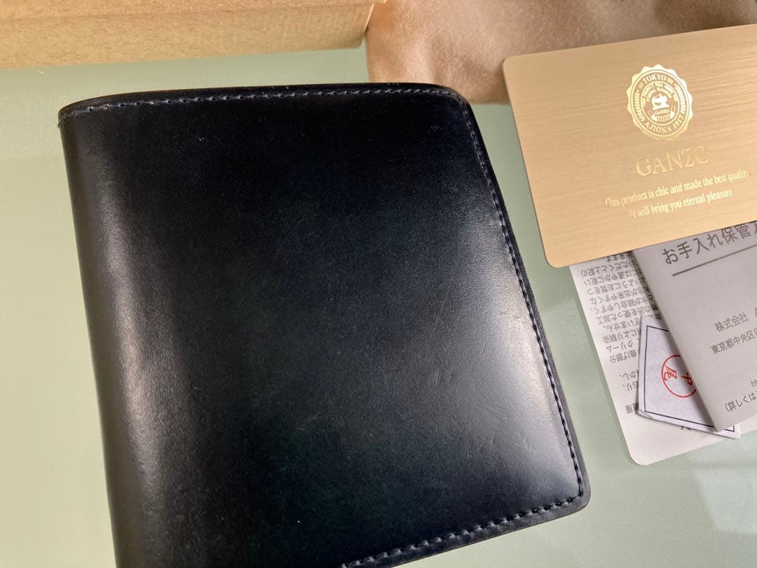 GANZO ガンゾ　コードバン　ミニ財布　ネイビー　二つ折り財布