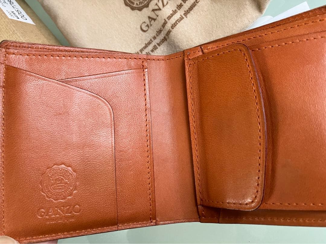 GANZO ガンゾ　コードバン　ミニ財布　ネイビー　二つ折り財布