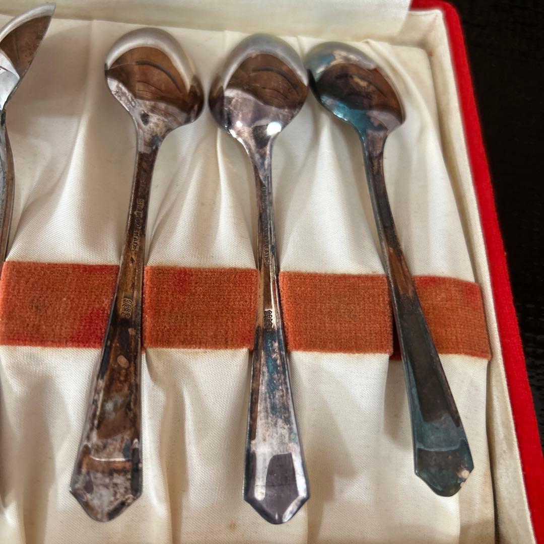 新品◆①尚美堂　純銀製スプーン 6本セット　昭和レトロ