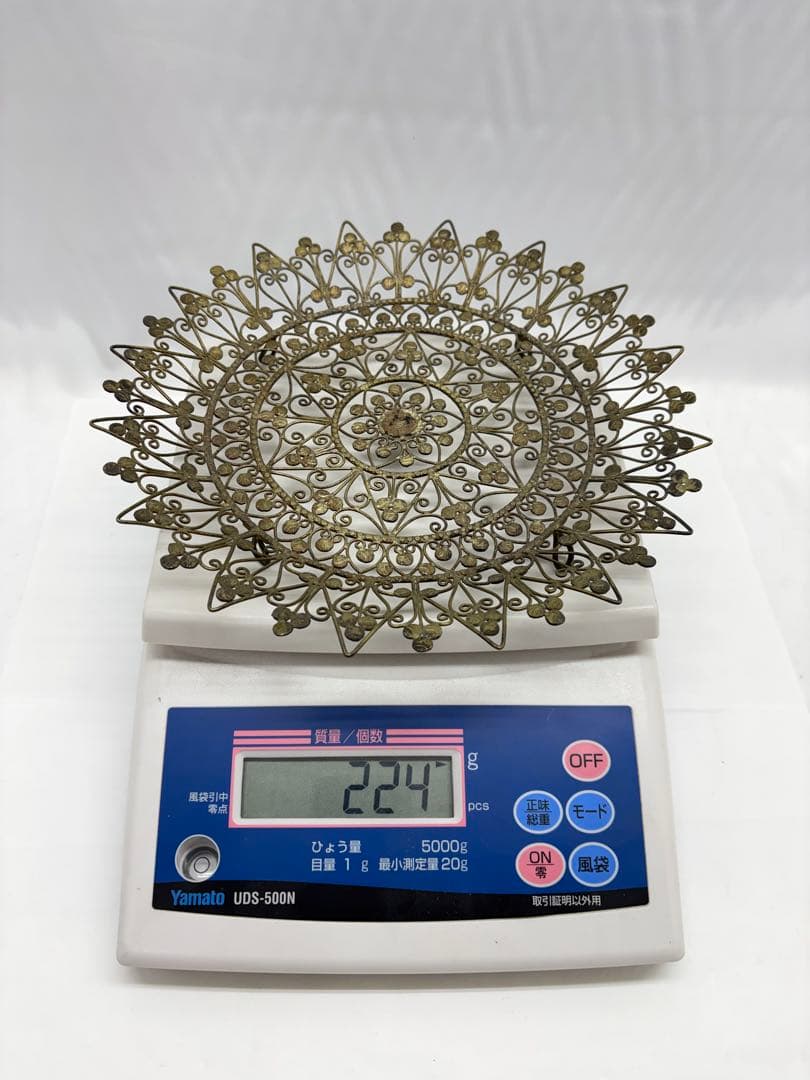 インド ファナム トラヴァンコール  フィリグリー 銀製 脚付き皿