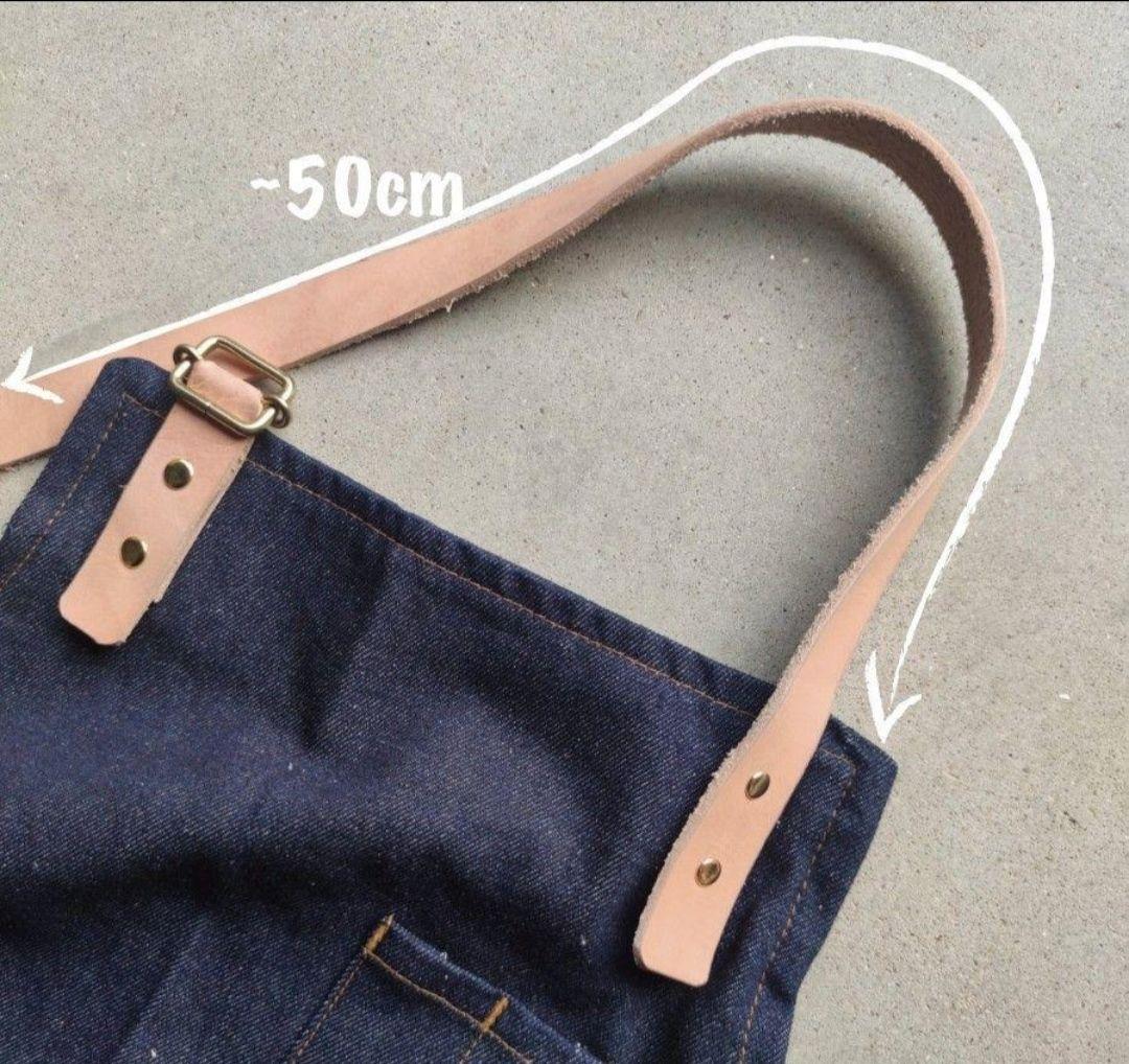 本革レザー エプロン デニム 生成りナチュラル