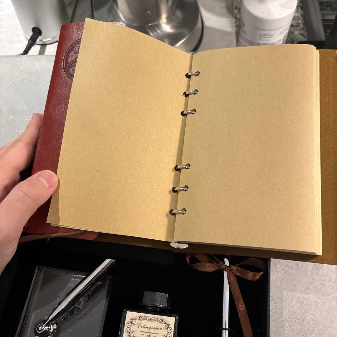 羽ペン 羽ペンセット インク　レッド