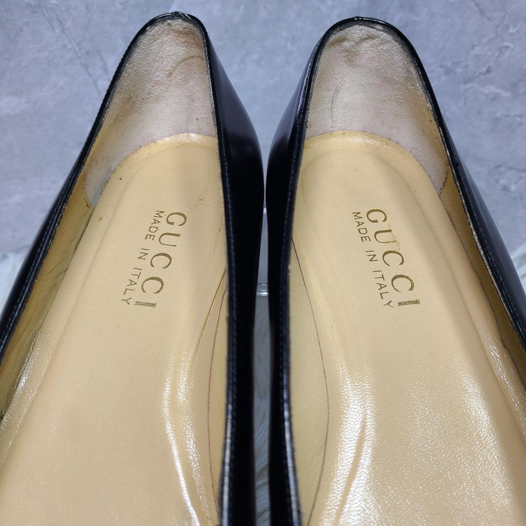 【GUCCI】ゴールド金具　スクエアトゥパンプス　ブラック