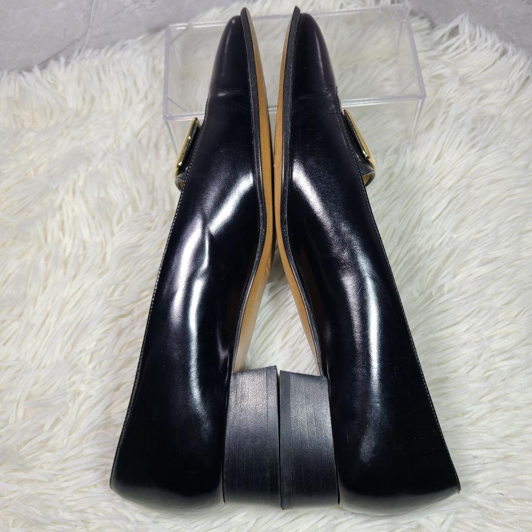 【GUCCI】ゴールド金具　スクエアトゥパンプス　ブラック