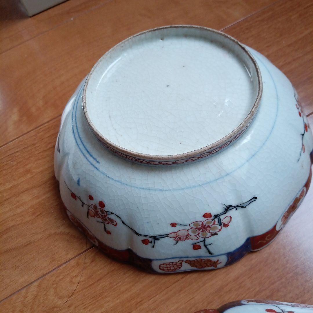 古伊万里　金彩鳳凰、花　２枚セット皿