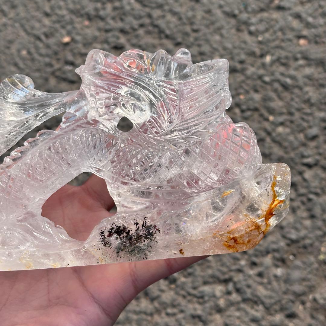 天然石水晶の龍　置物　ご購入前に在庫確認必要　G.217