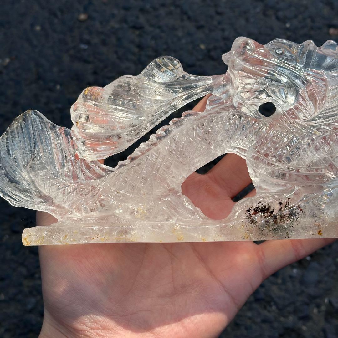 天然石水晶の龍　置物　ご購入前に在庫確認必要　G.217