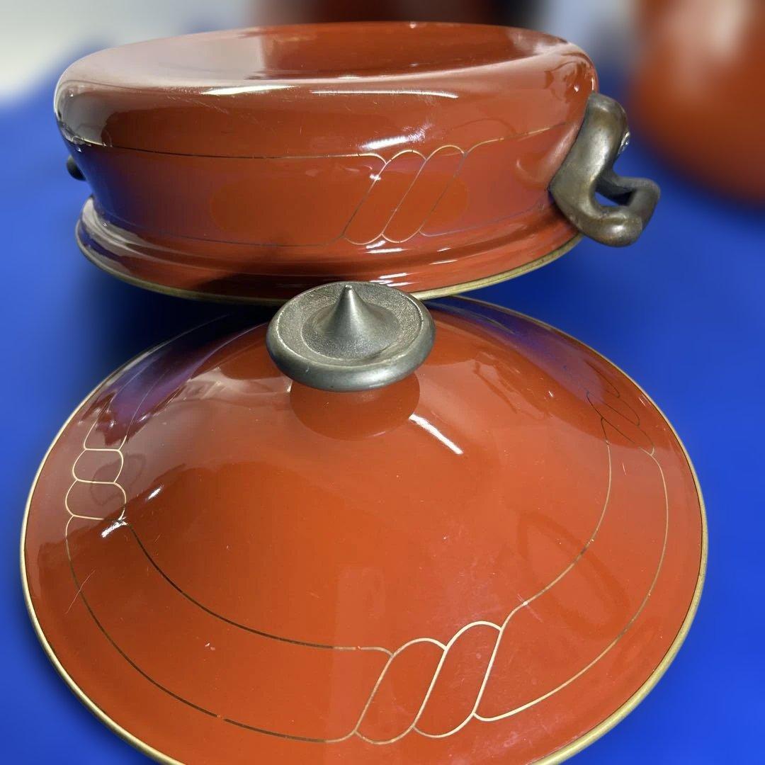 赤いセラミック鍋セット 2鍋1ケトル ヴィンテージの鍋