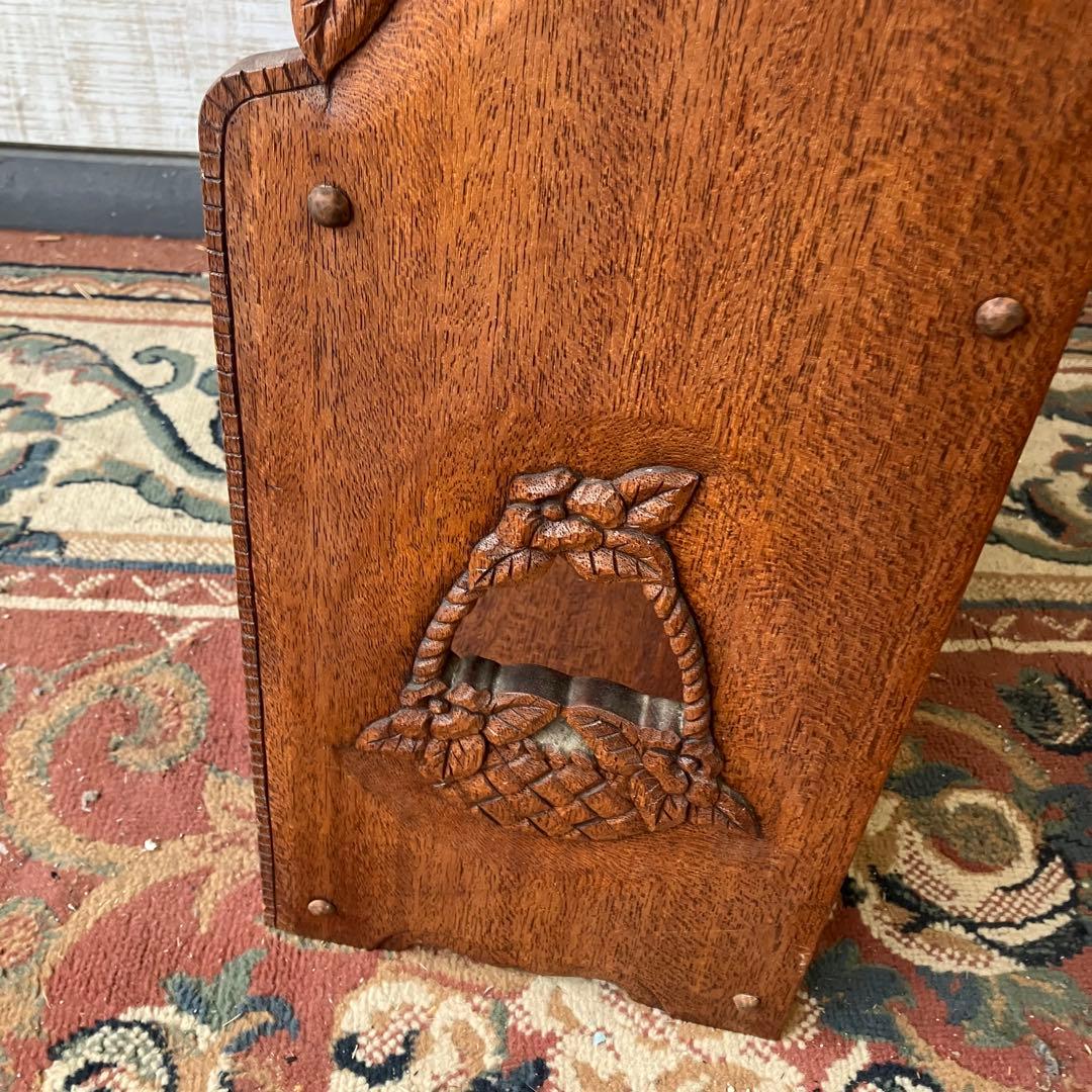 北欧レトロ ミッドセンチュリー 4段 木製彫刻オープンラック 飾り棚 古家具