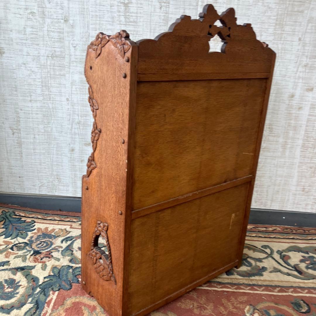 北欧レトロ ミッドセンチュリー 4段 木製彫刻オープンラック 飾り棚 古家具