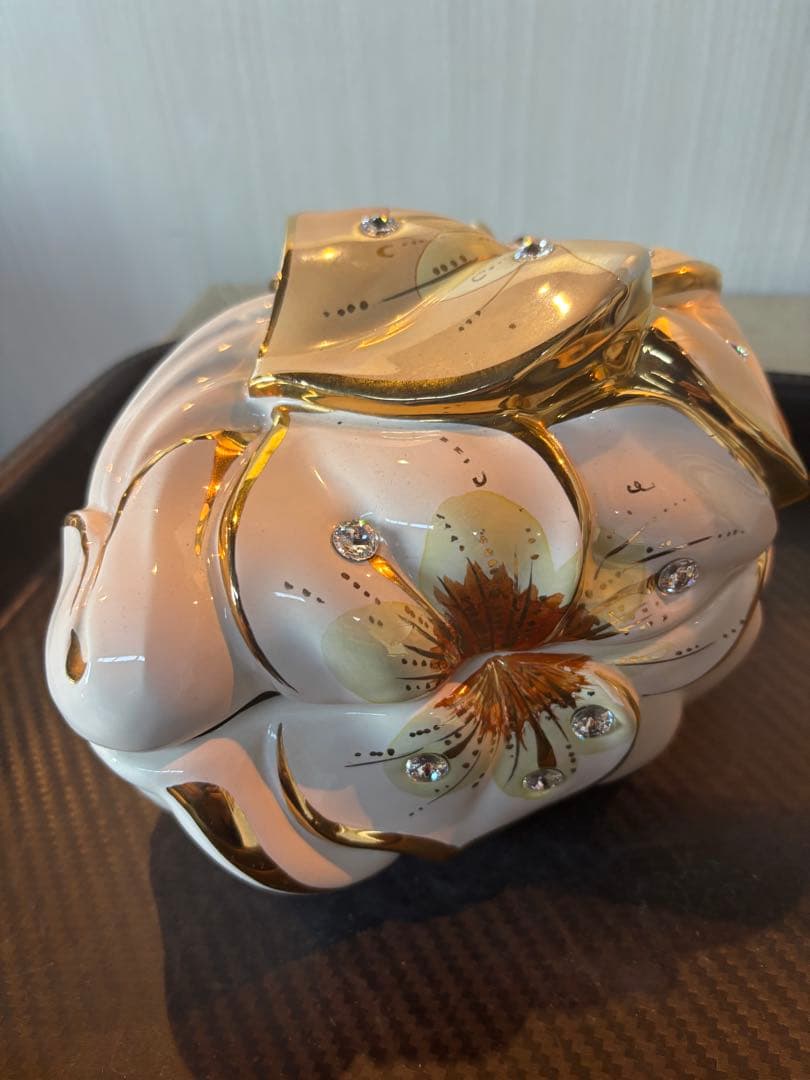 AHURA 花形陶器ボウル スワロスキー