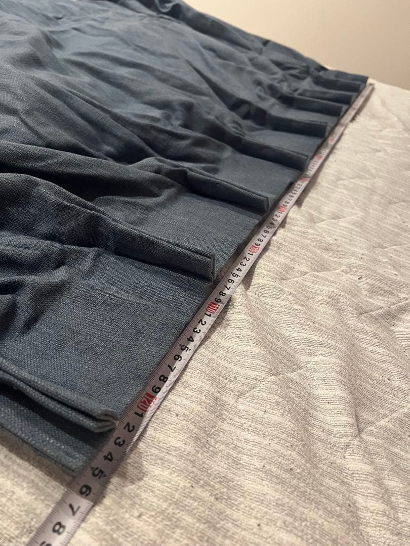 IDEE オーダーカーテン 麻製 リネン製 ネイビー　125×200cm 2枚組