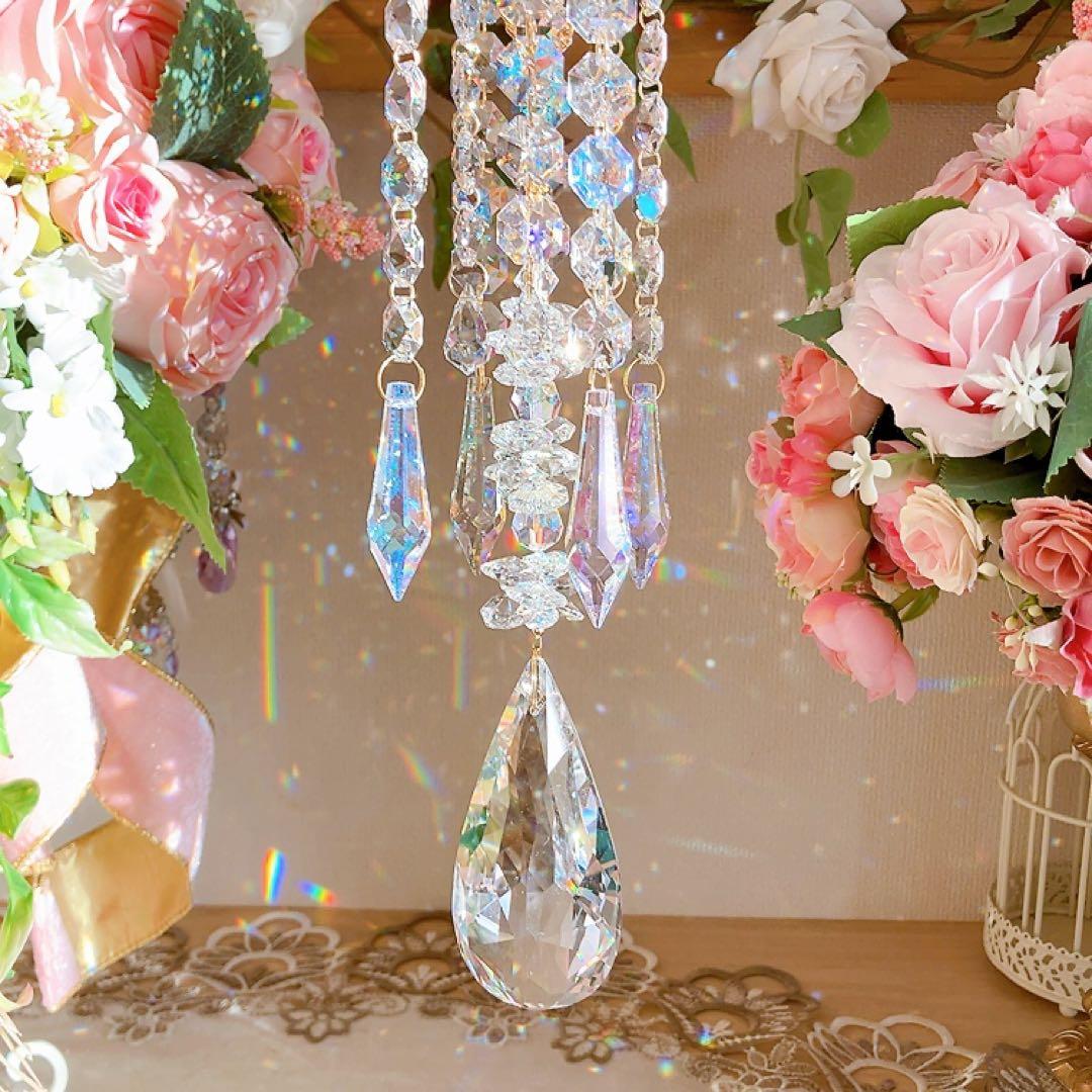スワロフスキー♡クリスタル89㎜レイジアント♡シャンデリア風サンキャッチャー♡