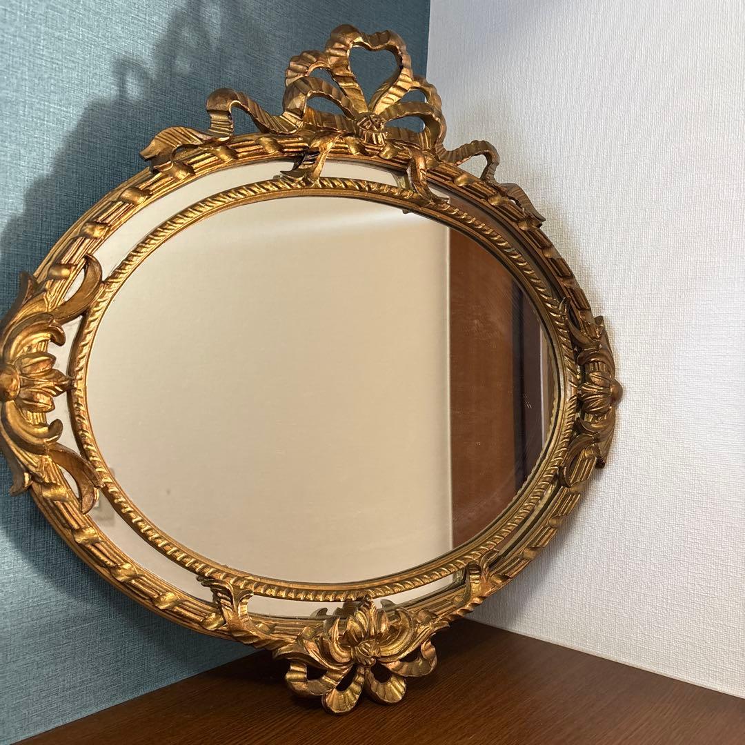 金運を呼ぶ⭐︎クラシック金色楕円形ミラー