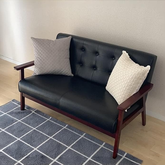 SALE!新品 2人掛けソファ ブラック 黒 北欧モダン 西海岸風 BLACK