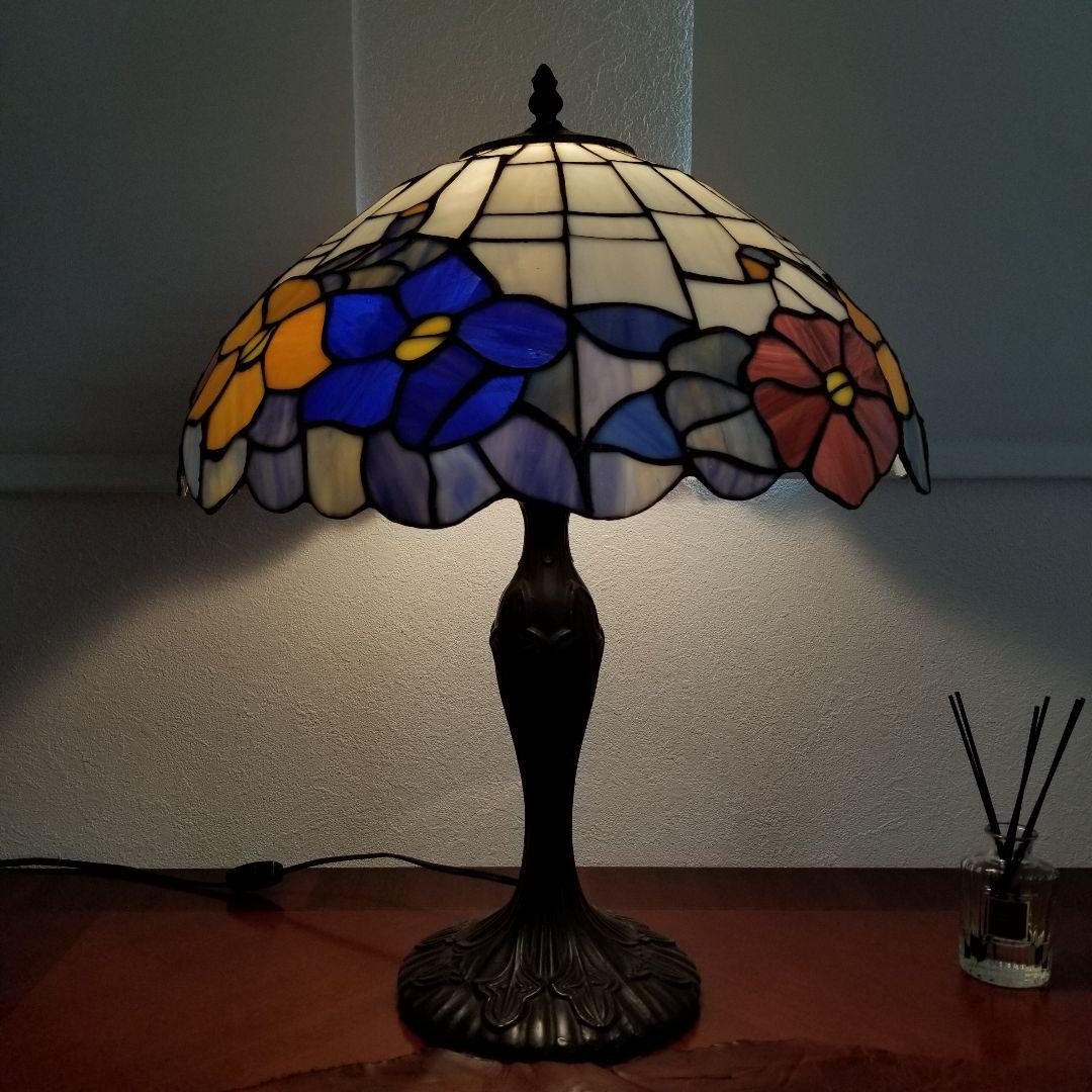 ステンドグラス テーブルランプ ハンドメイド品4357