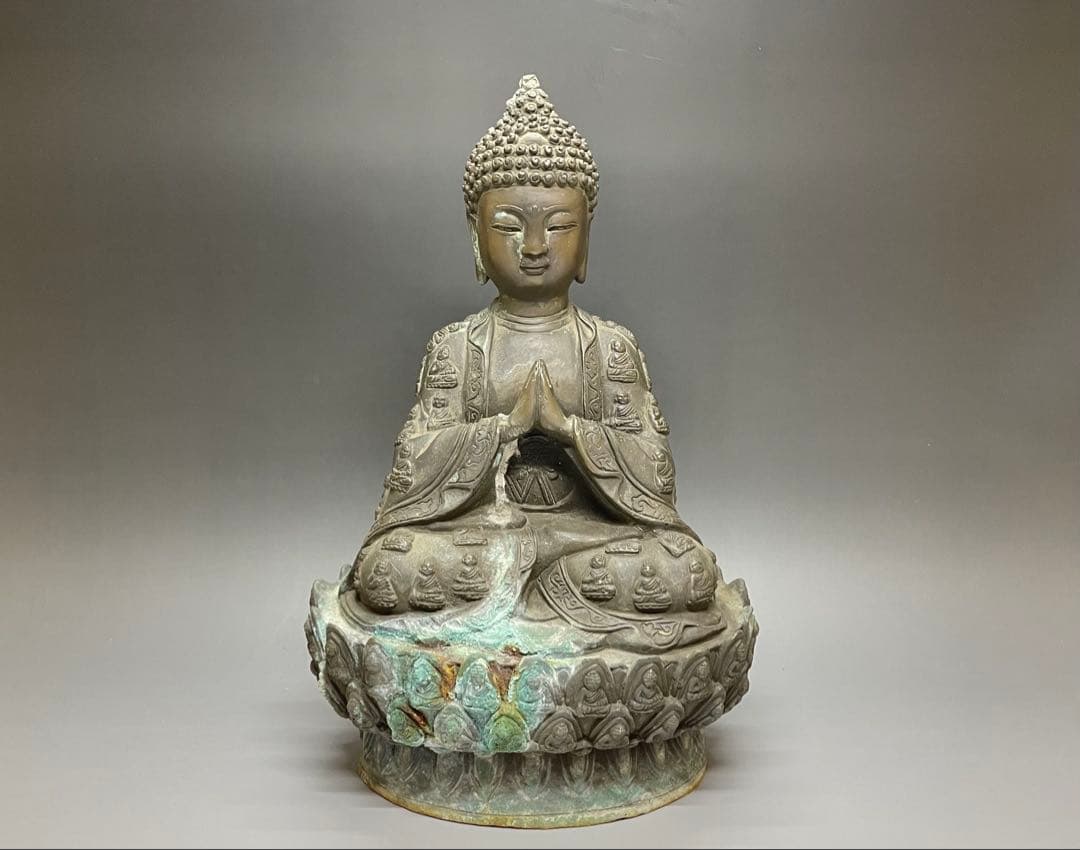 合掌菩薩像坐像　仏像　如来　細密細工　銅製　w719