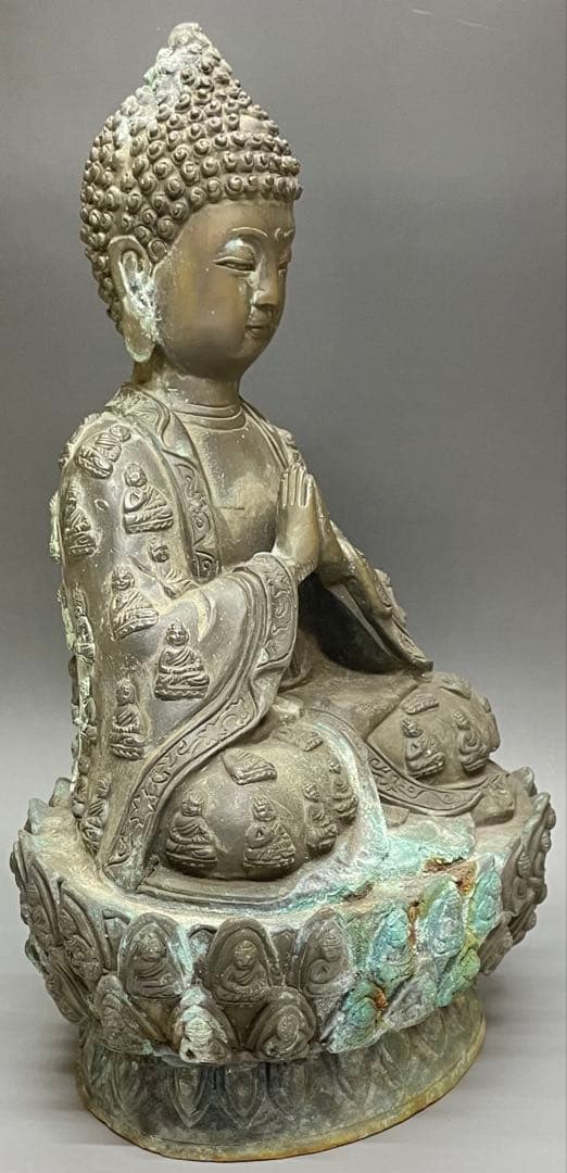 合掌菩薩像坐像　仏像　如来　細密細工　銅製　w719