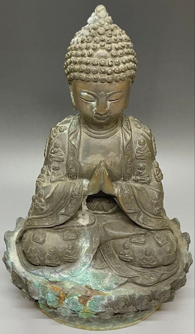 合掌菩薩像坐像　仏像　如来　細密細工　銅製　w719