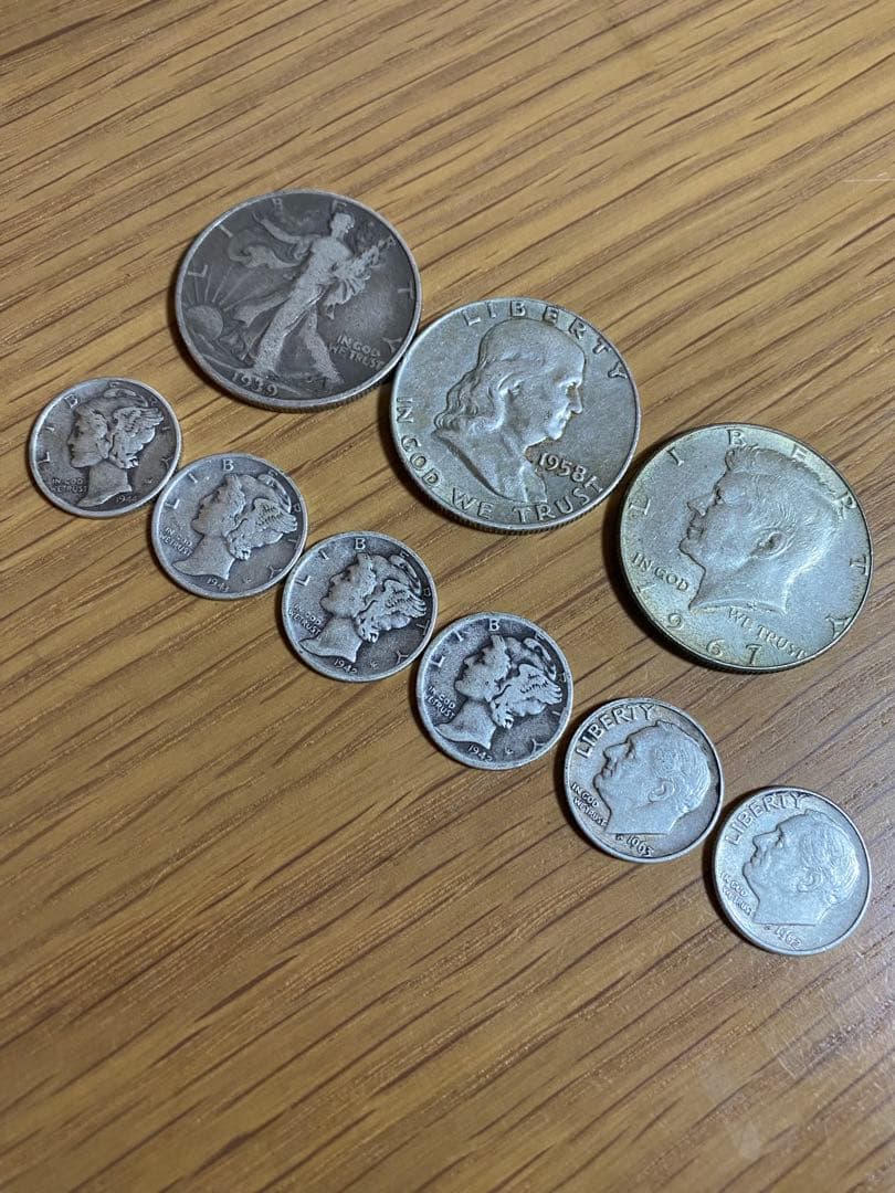 アメリカ ハーフダラー 10セントなど 銀貨