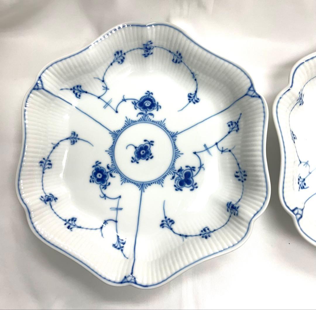 値下げ‼️ロイヤルコペンハーゲン ブルーフルーテッド プレート 六角皿　2枚