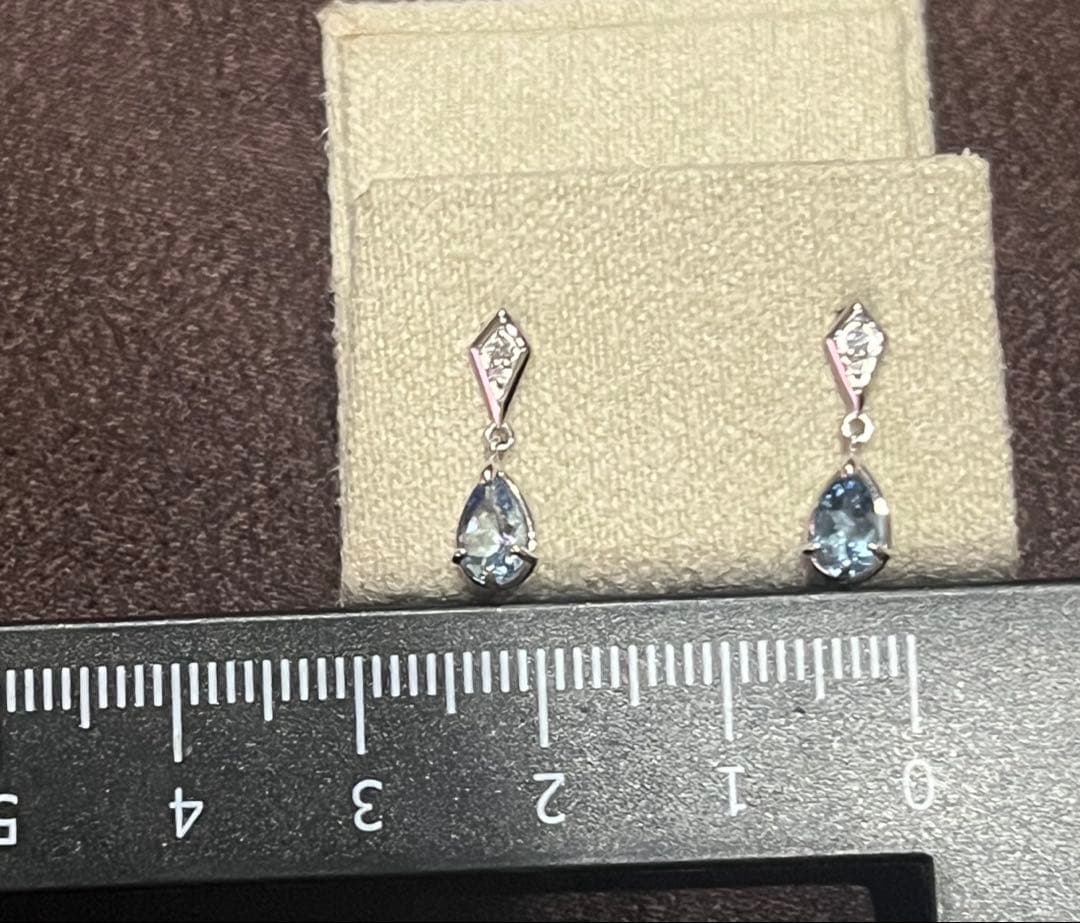 TSUTSUMI プラチナピアス　アクアマリン　ダイヤモンド　pt900 ツツミ