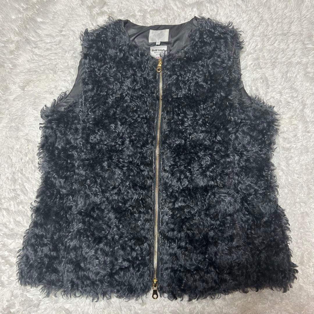 【自由区】ダウンベスト　テディーファー　モヘヤ100% ダブルジップ