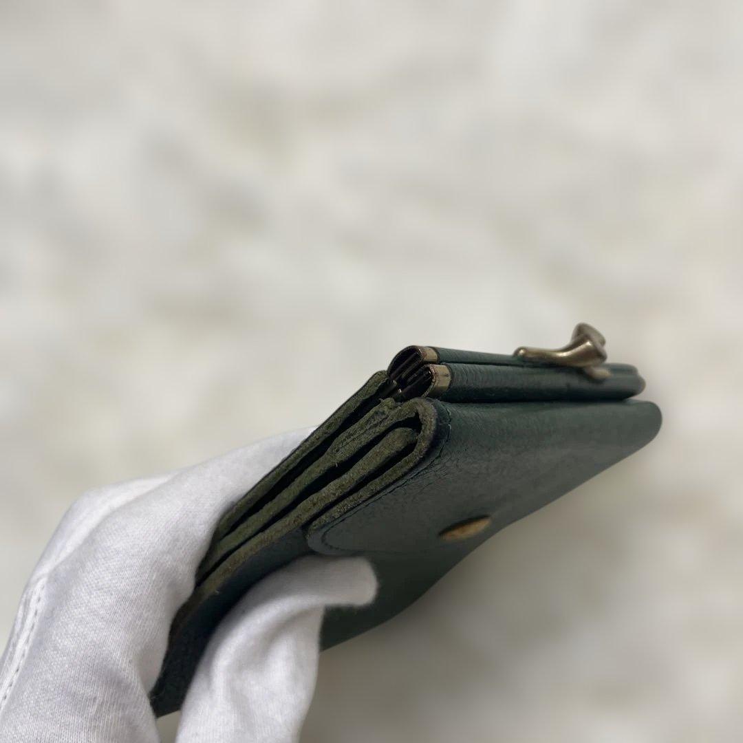 希少 美品 ILBISONTE ガマ折財布 緑 ミニマル イルビゾンテ グリーン