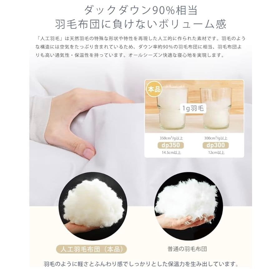 ⭐２枚セット⭐掛け布団 シングル 人工羽毛布団 超軽量 洗える グレー