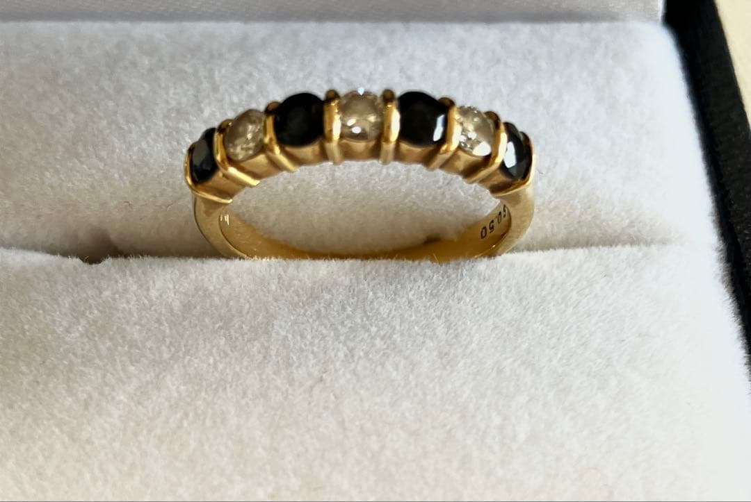 K18 ダイヤ サファイアリング 8号