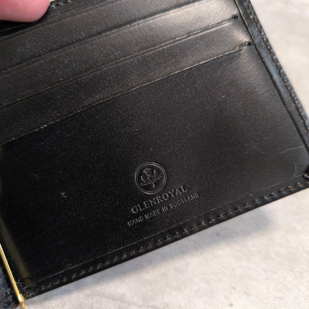 美品　GLEN　グレンロイヤル　マネークリップ　財布　ブラック　レザー