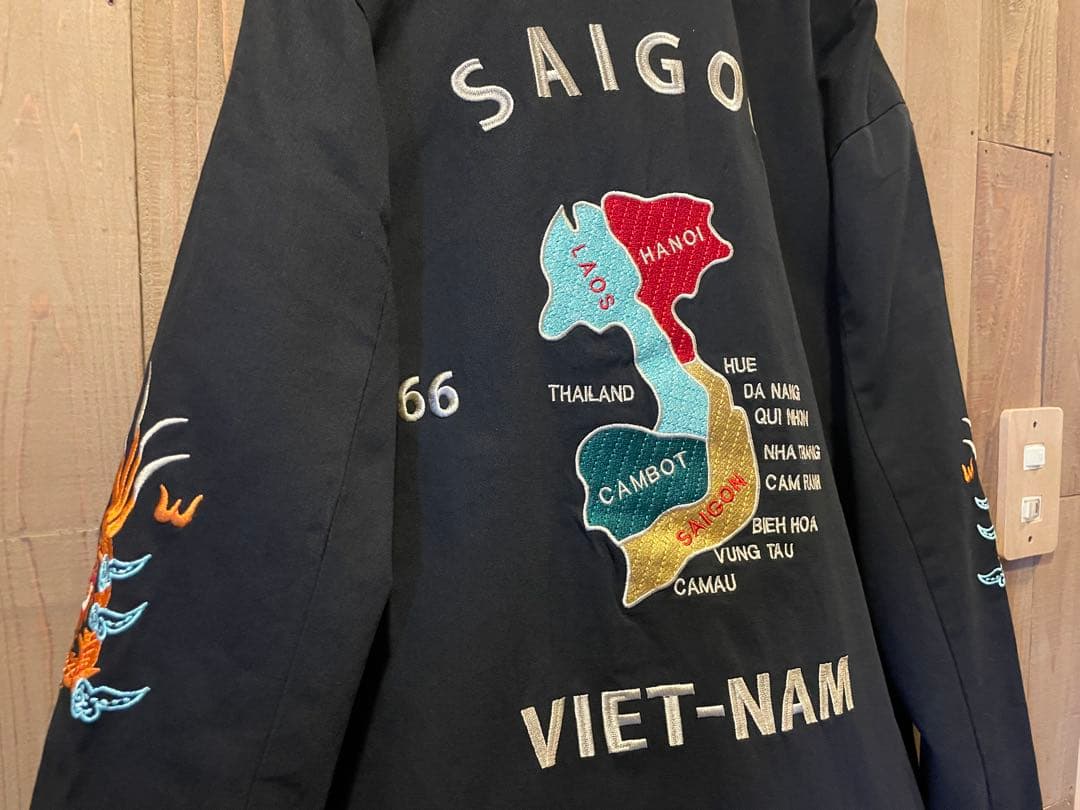 ベトジャン 虎 福 龍 66-67 ベトナム地図 黒 コットン