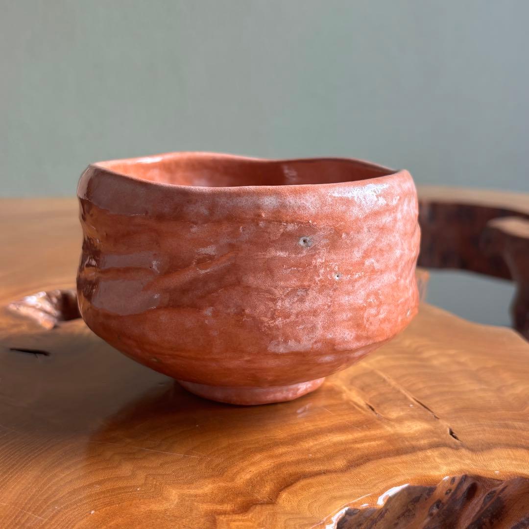 渓古石香作（谷古石香）伊曾嶋窯 抹茶碗 赤楽 楽焼 茶道具 共箱(304Aa)