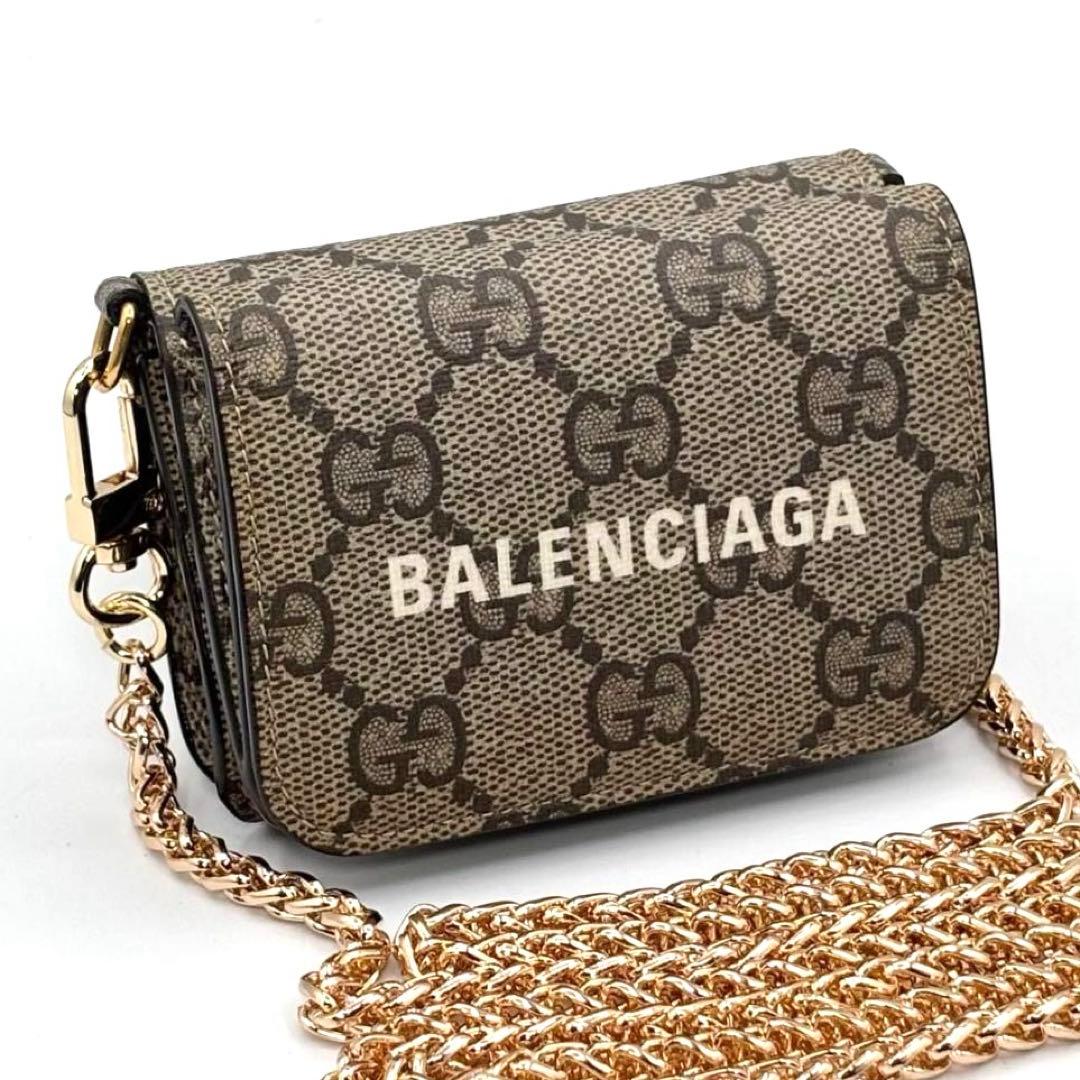 希少 新品に近い グッチ バレンシアガ ハッカープロジェクト チェーンウォレット