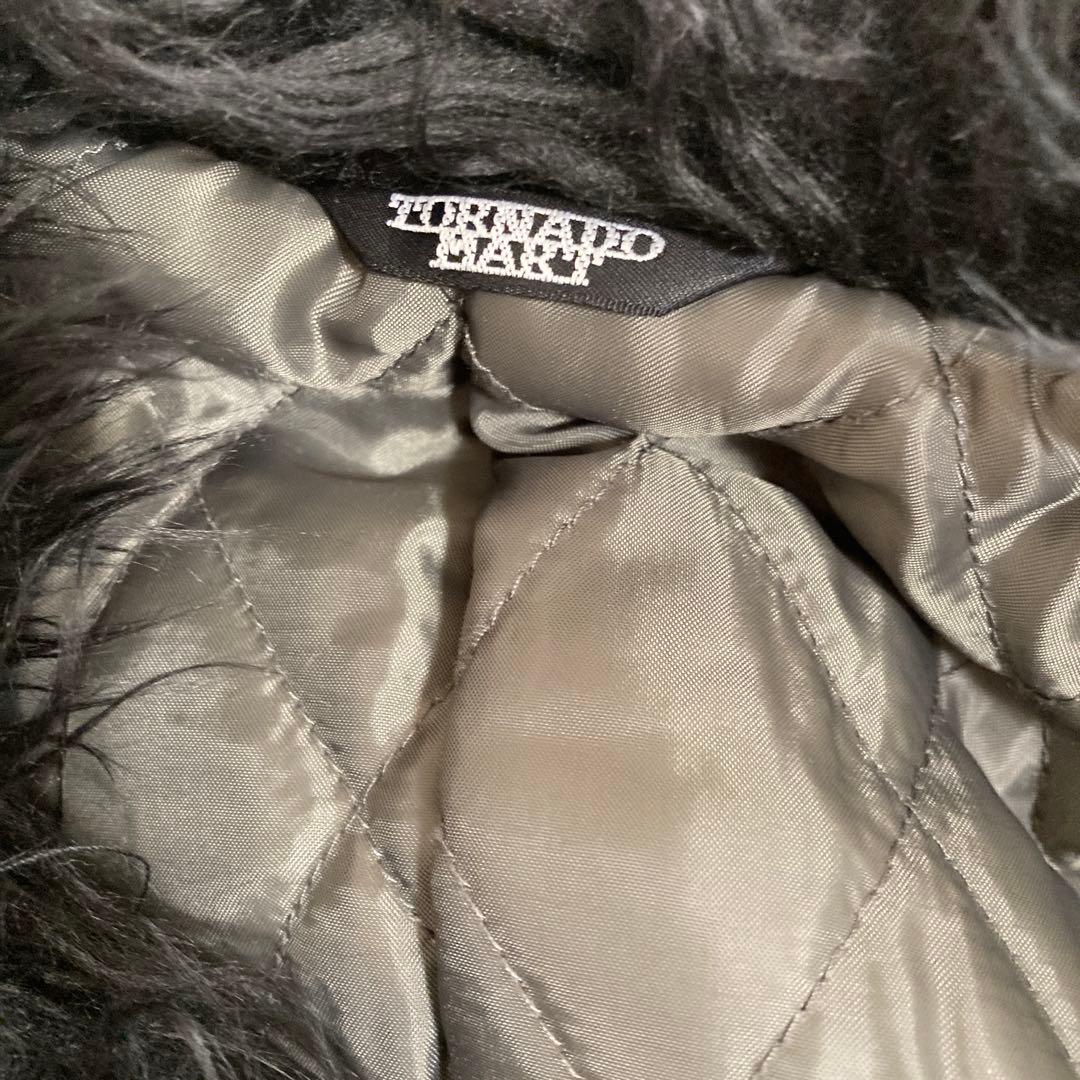 トルネードマート　ヴィンテージ加工クラック柄フェイクレザーファーブルゾン