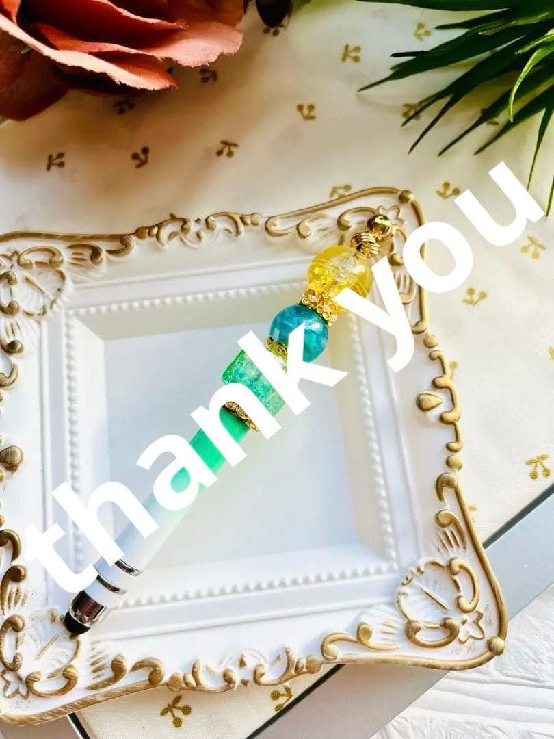 NO.384 カスタムボールペンandタッチペン　グリーン　ウォータービーズ