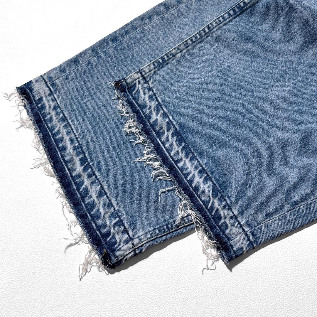 ハグオーワー Cloth&Cross 裾フリンジカーブデニム　バルーンデニム S