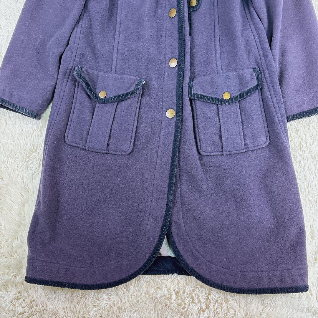 ETRO ロングコート　ラビットファー　カシミヤ ペイズリー柄　金ボタン　S