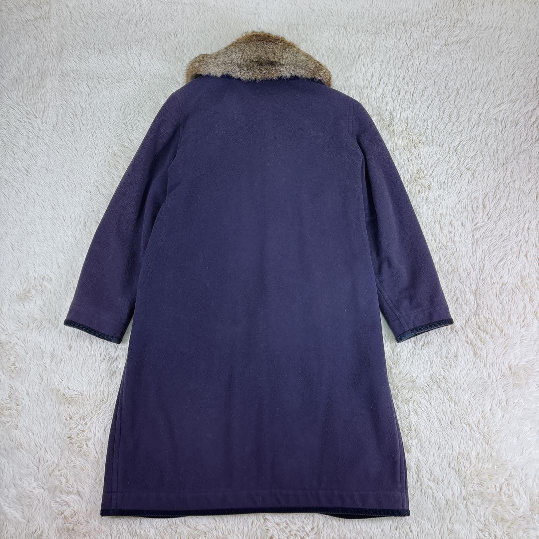 ETRO ロングコート　ラビットファー　カシミヤ ペイズリー柄　金ボタン　S