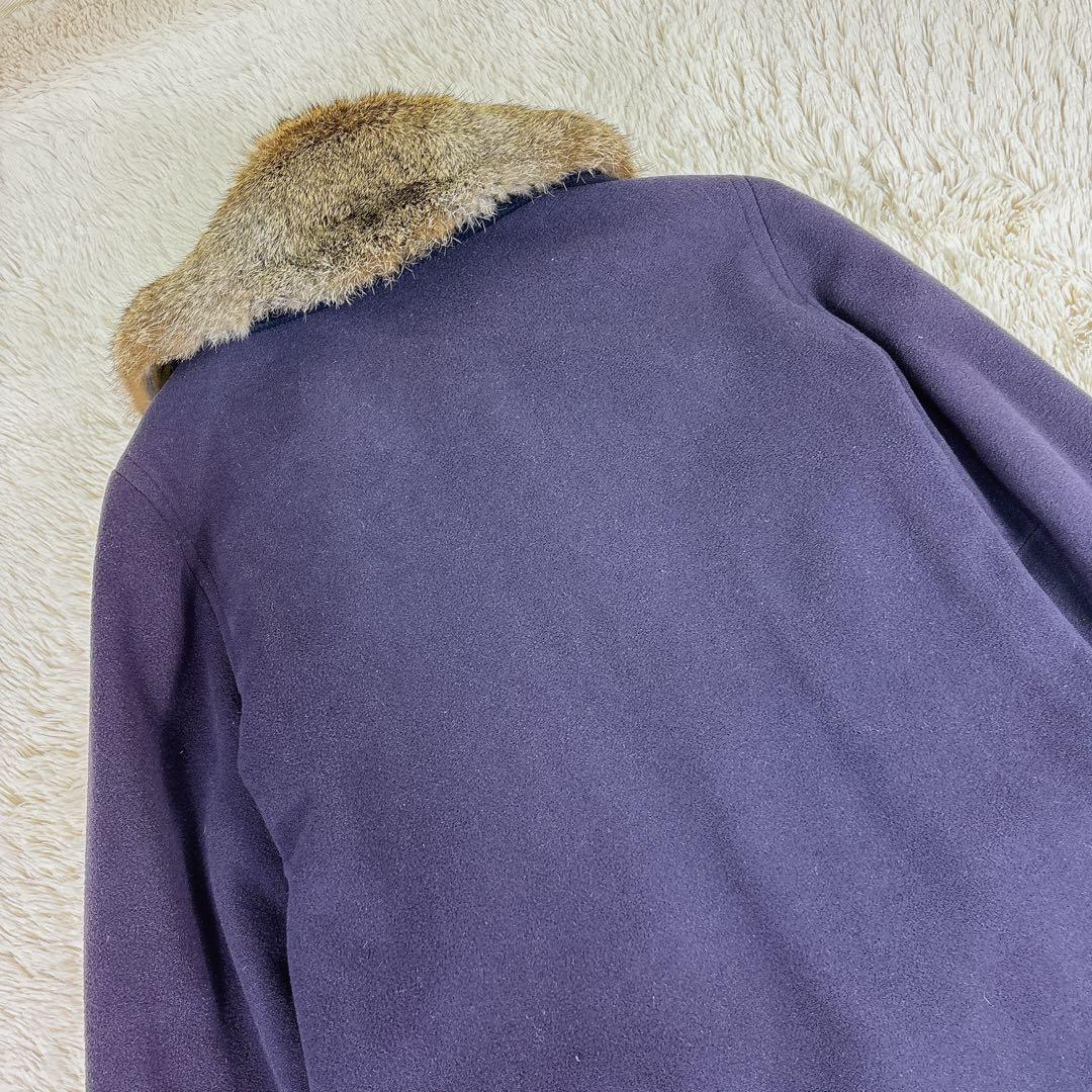 ETRO ロングコート　ラビットファー　カシミヤ ペイズリー柄　金ボタン　S