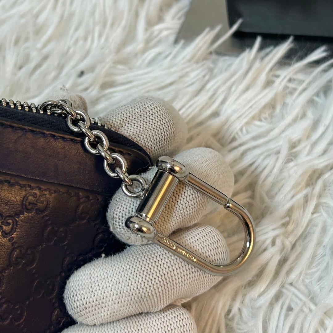 【美品✨マイクロシマ/希少】グッチ　GUCCI ネイビー　ケース　レザー