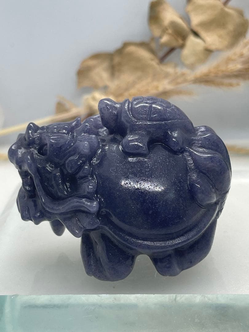 ポンポン様9【1849】亀乗せ龍亀 ブルーアベンチュリン