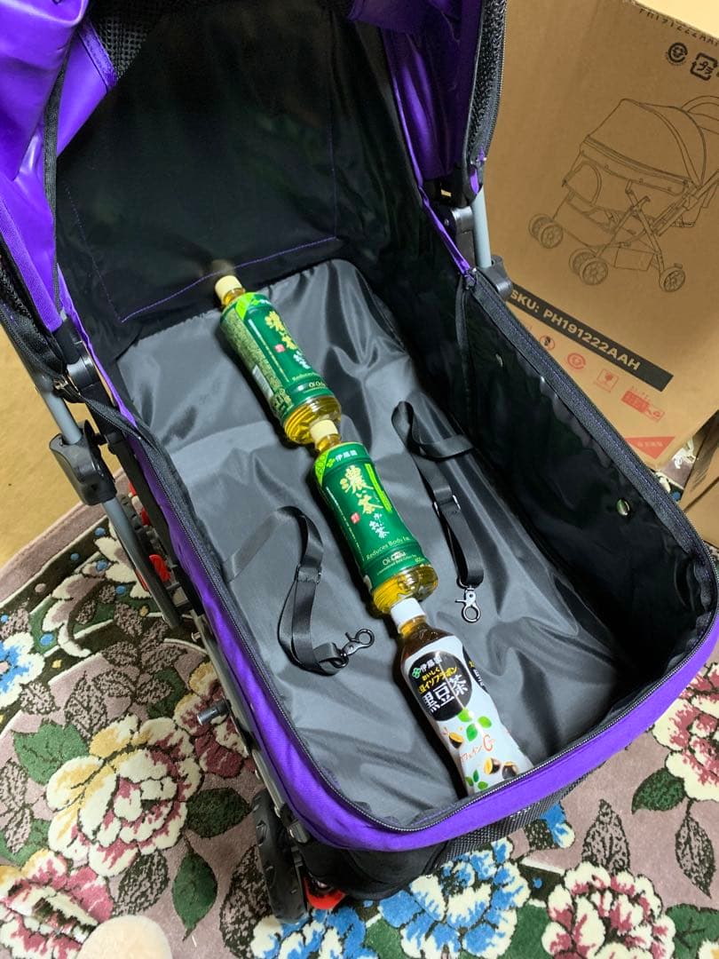 小型犬多頭OK‼︎耐荷重20kg‼︎対面型も出来る広々ワンタッチ折り畳みペットカート