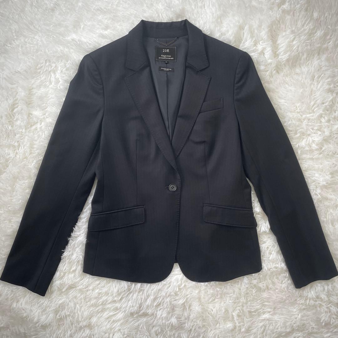 【美品】23区 オンワード樫山 セットアップ パンツスーツ ストライプ 38