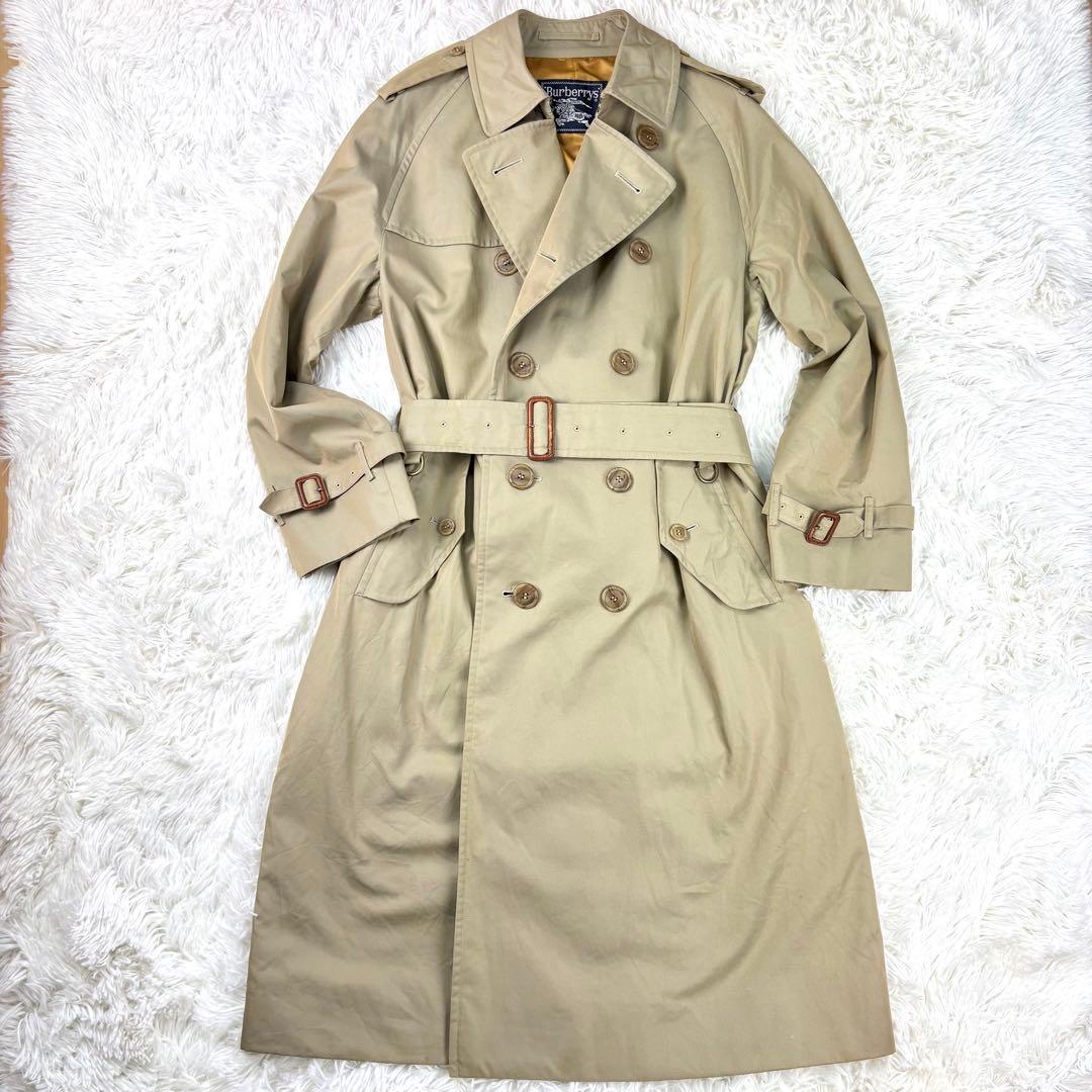 【ロングマキシ】バーバリー　トレンチコート　ベルトエポーレット　ベージュ　M相当
