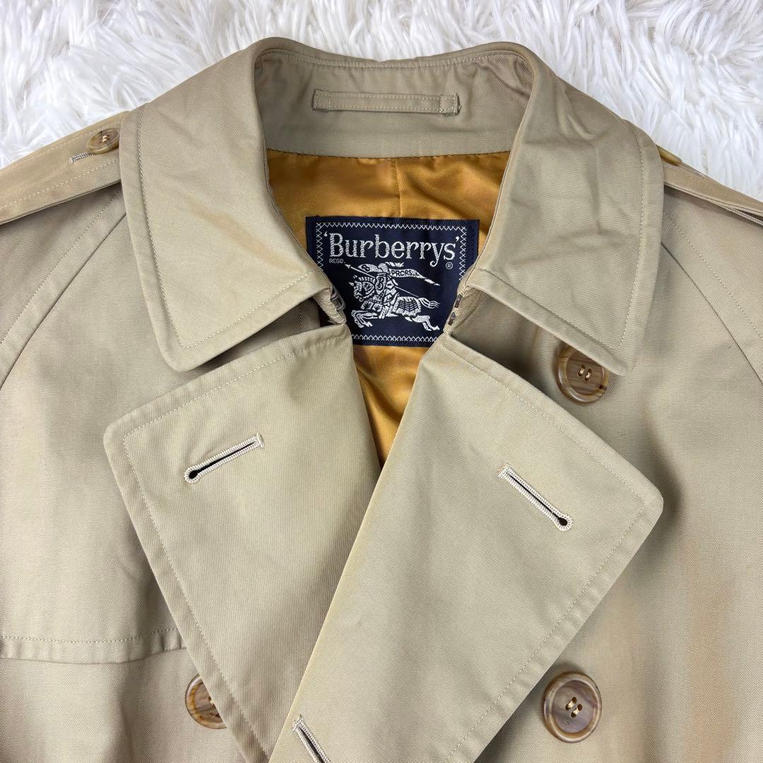 【ロングマキシ】バーバリー　トレンチコート　ベルトエポーレット　ベージュ　M相当