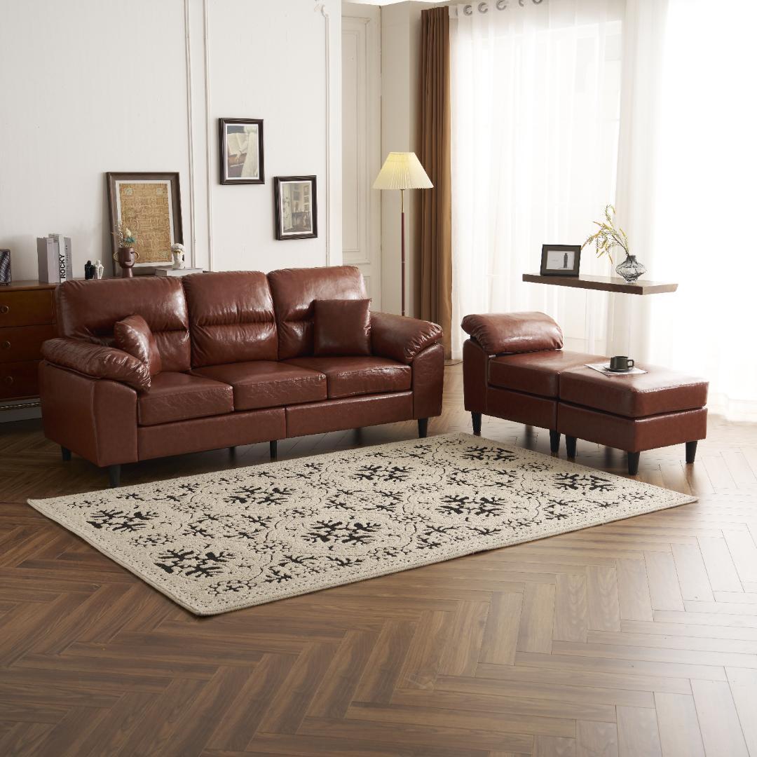 超人気！ ソファーセット 2-5人掛け クッション付き 肘付き Brown