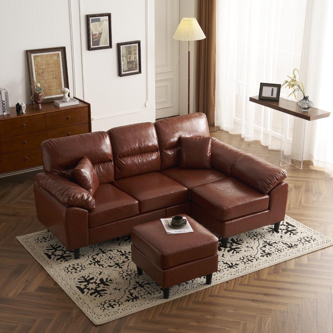 超人気！ ソファーセット 2-5人掛け クッション付き 肘付き Brown