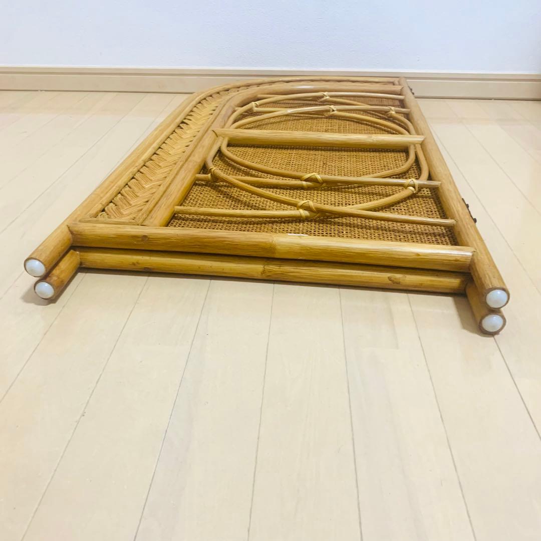 【希少】 籐 ラタン ロータイプ パーテーション 2連 折りたたみ 衝立 アーチ