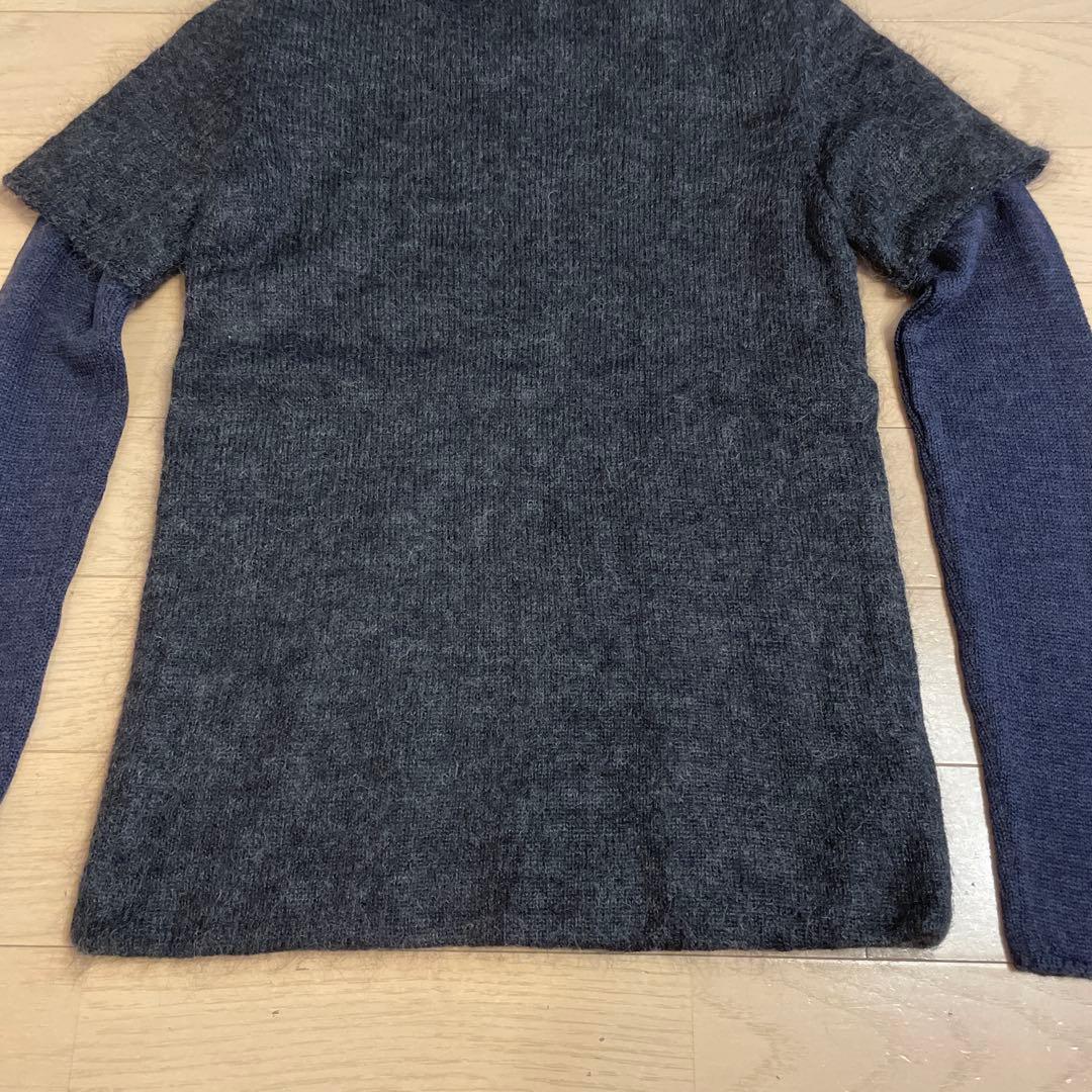 BOTTEGA VENETA 長袖レイヤードニット グレー✖️ネイビー S